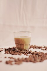 isolated, brown, roasted, beans, closeup, background, flat lay, top of view, backdrop, space, brew, morning, aromatic, natural, roast, pastel, drip, enjoyment, cut out, idea, shadow, shiny, cafe, arab
