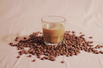 isolated, brown, roasted, beans, closeup, background, flat lay, top of view, backdrop, space, brew, morning, aromatic, natural, roast, pastel, drip, enjoyment, cut out, idea, shadow, shiny, cafe, arab