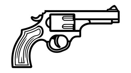 Gun revolver icon. Vintage pistol silhouette. Western handgun. Vector illustration