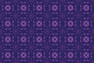 Fototapeta na wymiar Seamless pattern of flower in ethnic style with purple color