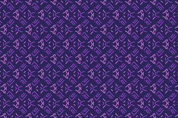 Fototapeta premium Seamless pattern of flower in ethnic style with purple color