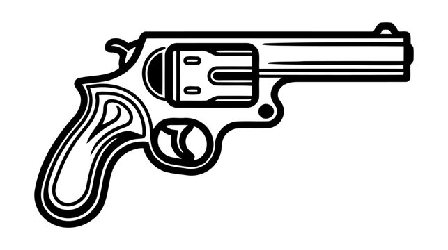 Gun revolver icon. Vintage pistol silhouette. Western handgun. Vector illustration