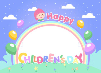 Fototapeta na wymiar Happy children's day background holiday. Kids party illustration.