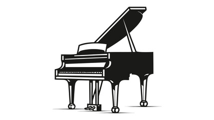 Piano vector icon, logo. Black piano isolated on white background