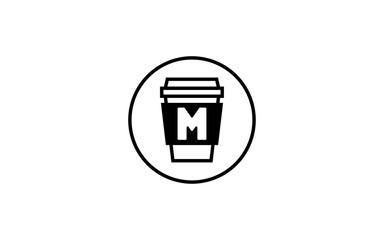 M cafe letter logo template
