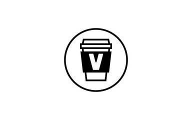 V cafe letter logo template