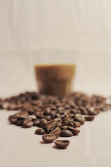isolated, brown, roasted, beans, closeup, background, flat lay, top of view, backdrop, space, brew, morning, aromatic, natural, roast, pastel, drip, enjoyment, cut out, idea, shadow, shiny, cafe, arab