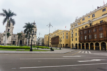 Fototapeta premium main square of lima and the cathedral church lima- Peru
