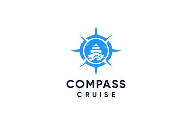 cruise compass negative space logo design