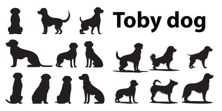 A black and white silhouette of Toby's dog's vector.