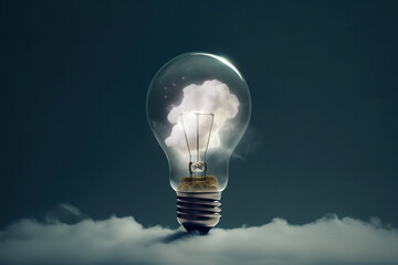 Creative Idea: Luminous light bulb symbolizing innovation, encircled by vibrant energy embodying the brainstorming process - a tangible visualisation of brilliant thoughts.