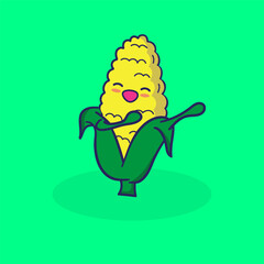 Cartoon Corn Vector Editable Colorful Drawing Illustration