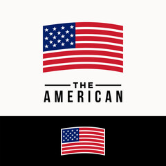 American label sign illustration. USA patriotic symbol vector template.