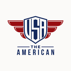 Fototapeta premium American label sign illustration. USA patriotic symbol vector template.