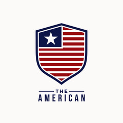 American label sign illustration. USA patriotic symbol vector template.