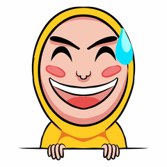 The laughing and sweating emoji means feeling shy, awkward and anxious