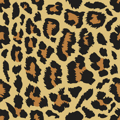 Seamless Leopard Fur Pattern Vector Illustration. Leopard print pattern.