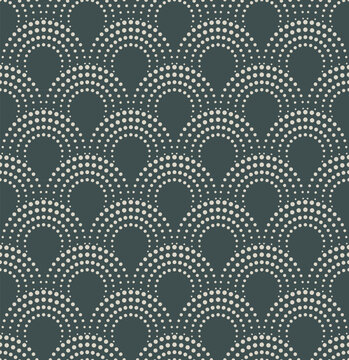 Japanese modern seamless pattern with dotted fish scale or arch motif. Applicable for fabric, wallpaper, package design, etc.