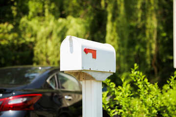 mailbox, symbolizing communication and connection, represents a portal between sender and receiver,...