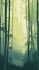 190. tranquil bamboo forest graphic poster design wallpaper. Generative AI