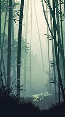 190. tranquil bamboo forest graphic poster design wallpaper. Generative AI