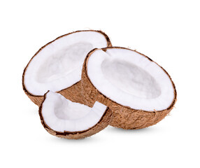 Half-peeled coconut isolated on transparent background (.PNG)