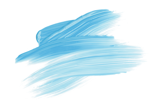 Shiny light blue brush watercolor painting isolated on transparent background. watercolor png