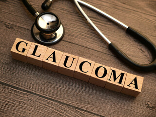 Glaucoma, text words typography written with wooden letter, health and medical