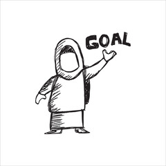 muslim girl goal doodle illustration