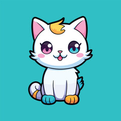 Fototapeta na wymiar Cute cat girl sitting cartoon vector
