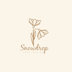 snow drop flower logo minimalist line feminine florist beauty salon and spa vector icon symbol illustration design