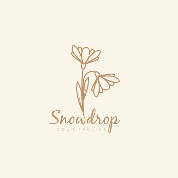 snow drop flower logo minimalist line feminine florist beauty salon and spa vector icon symbol illustration design