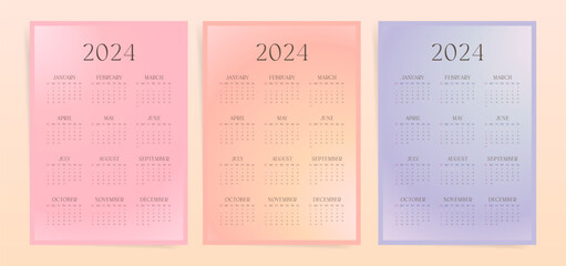 2024 Fashion Gradient, Calendar Set Printable Starts From Sunday
