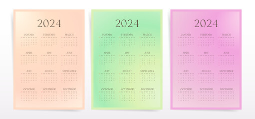 Fototapeta na wymiar One Page Yearly 2024 Calendar Planner Printable Vintage Aesthetic Calendar 