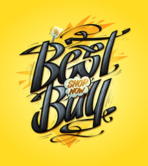 Best buy, flyer mockup with hand drawn lettering