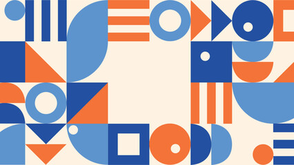 Bauhaus forms. Abstract square tiles with circle and triangle. Graphics vector illustration.