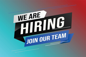 hiring recruitment Join now design for banner poster We are hiring lettering with geometric shapes lines. Vector illustration typographic. Open vacancy design template modern concept	