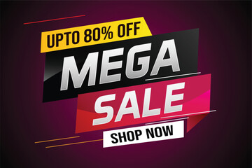 mega sale word concept vector illustration with lines and 3d style, landing page, template, ui, web, mobile app, poster, banner, flyer, background, gift card, coupon, label, wallpaper	