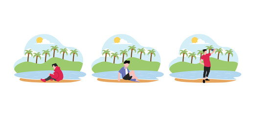 Flat Bundle Weekend Activity Design Illustration
