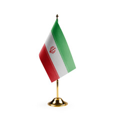 Small national flag of the Iran on a white background