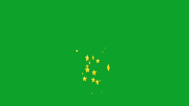3D animation yellow star with glow isolated on a green background.