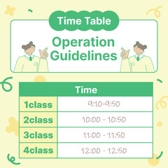 Education. Students studying hard and taking exams. time table template