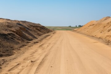 Fototapeta na wymiar dirt road stretching through a vast desert landscape Generative AI