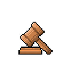 wooden hammer in pixel art style