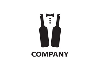  bottle logo design on a white background