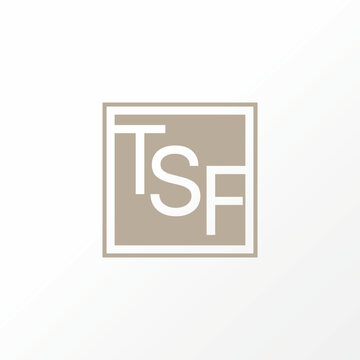 Logo design graphic concept creative abstract premium free vector stock letter TSF sans serif font on rectangular block. Related to initial monogram