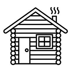 Cute cabin tent camping vacation outline icon