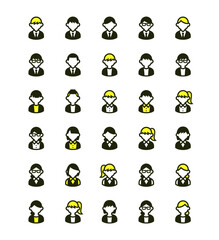 Vector icon set of office workers in suit and vest