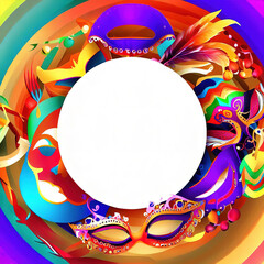 Abstract design of frame with Mardi Gras and Carnival with Generative AI.