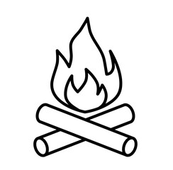 Bonfire camping vacation outline icon